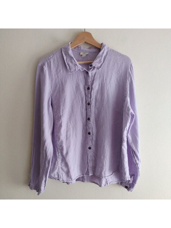 J. Jill Tops - J Jill Lavender Linen Shirt L Summer Breathable Coastal Classic Button Front Top